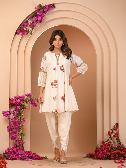 Ivory Bloom Kurta Dhoti Set