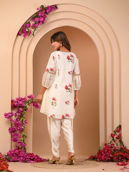 Ivory Bloom Kurta Dhoti Set