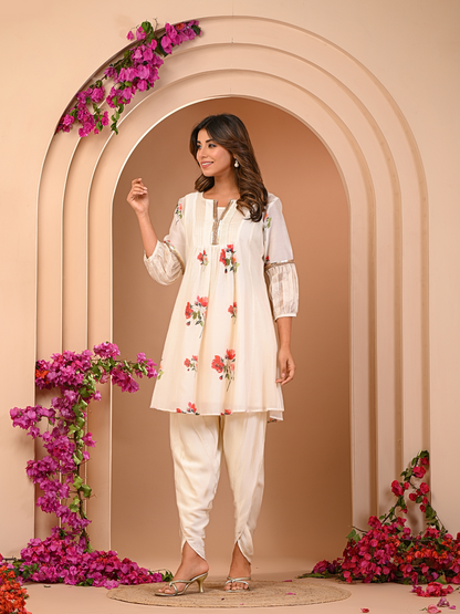 Ivory Bloom Kurta Dhoti Set