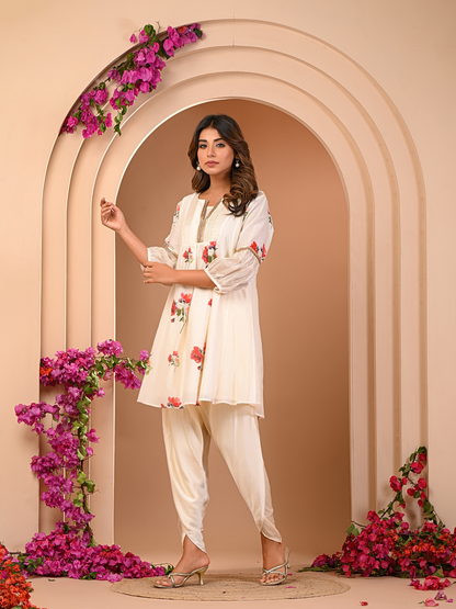 Ivory Bloom Kurta Dhoti Set