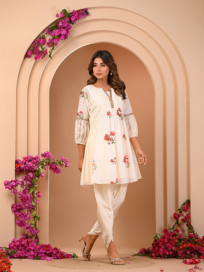 Ivory Bloom Kurta Dhoti Set