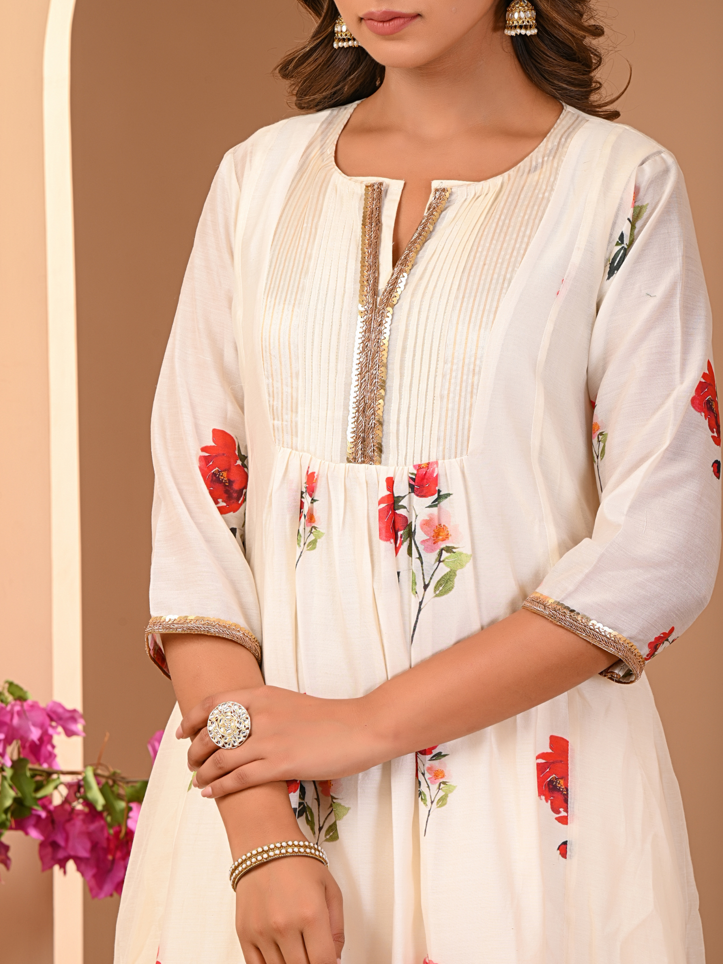 Ivory Bloom Kurta Dhoti Set