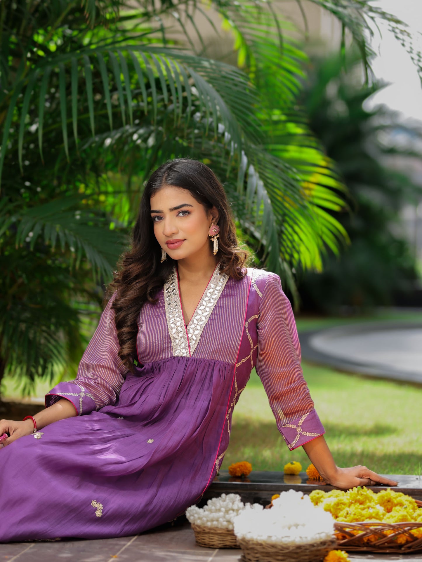 Purple Zari Gota Anarkali