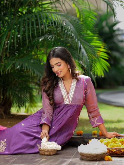 Purple Zari Gota Anarkali