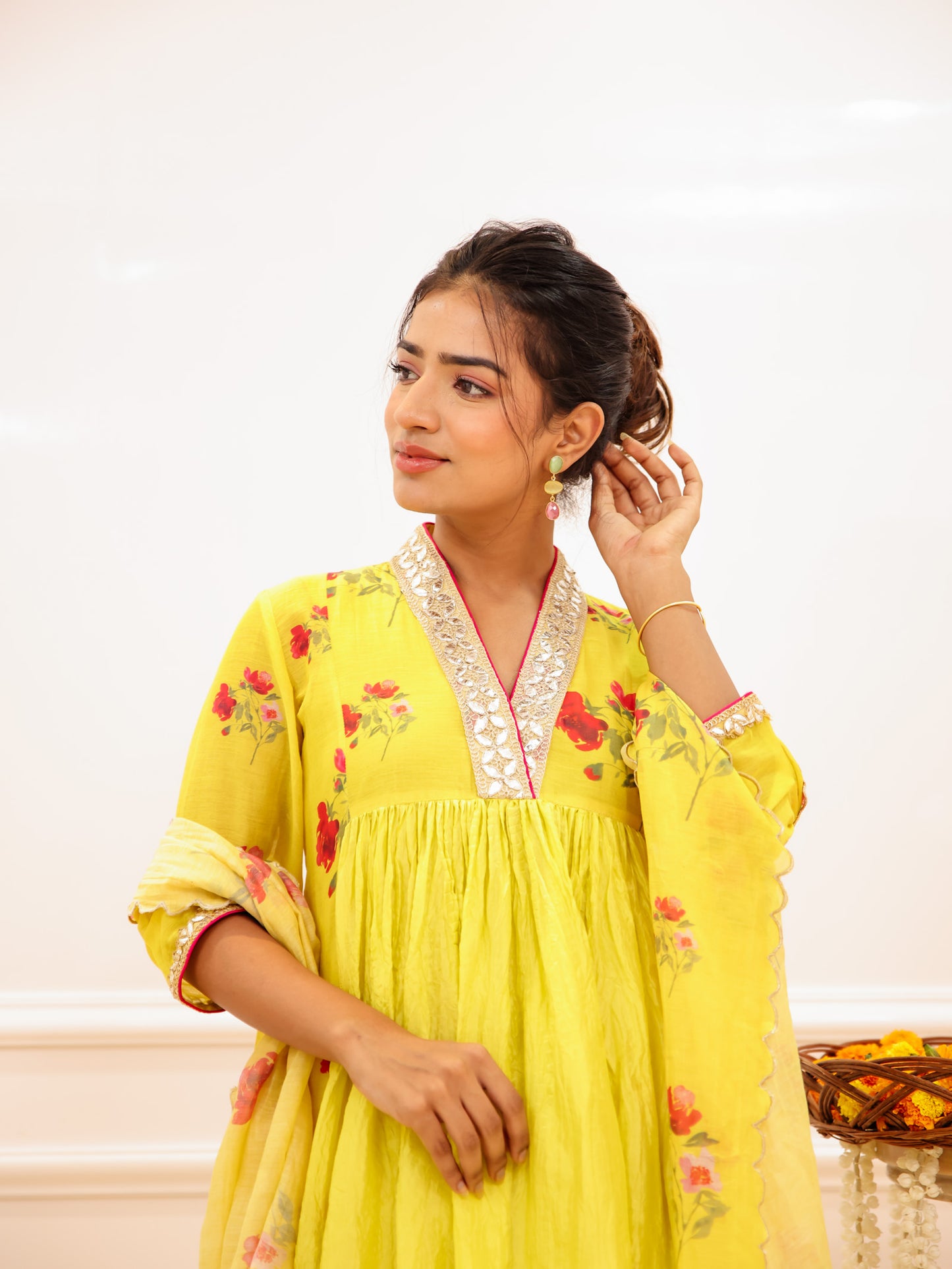 Yellow Floral Sharara Set