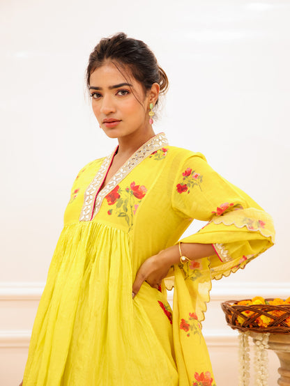 Yellow Floral Sharara Set