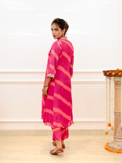 Fuchsia Pink Lehar Kurta Set