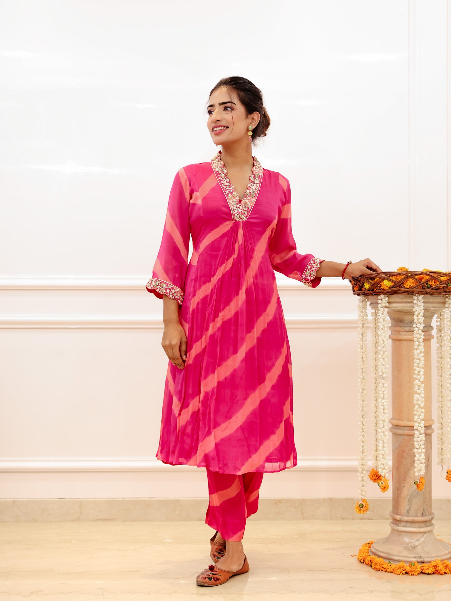 Fuchsia Pink Lehar Kurta Set