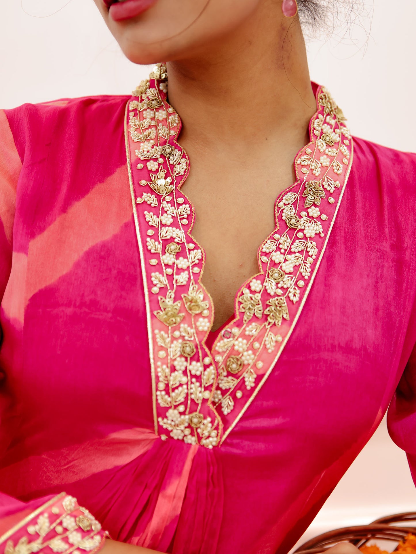 Fuchsia Pink Lehar Kurta Set