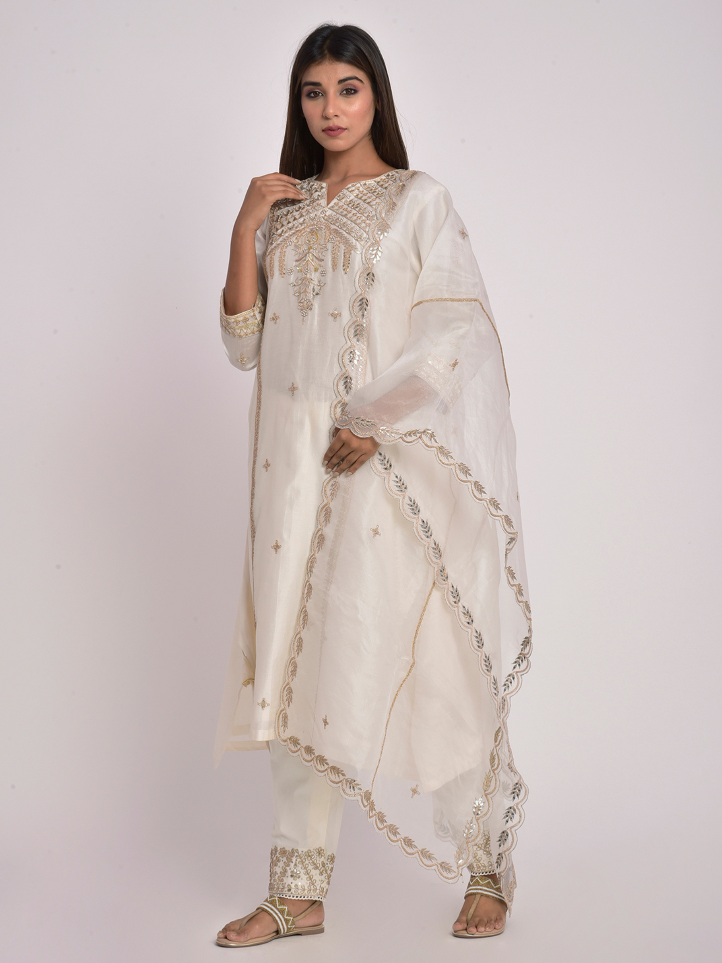 Ivory Gota Kurta Set